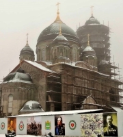 Очистка кирпичной кладки Покровского собора, г. Боровск